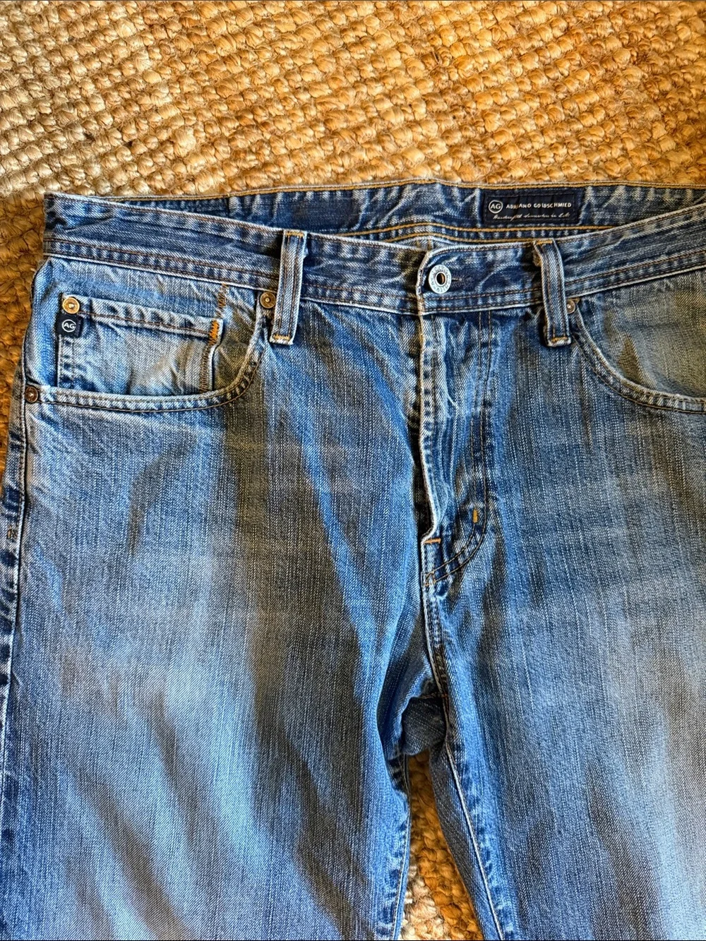 Ag Adriano Goldschmied Men’s Straight-Leg Blue Denim Jeans 34x34